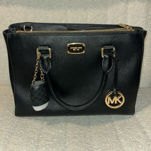 Michael Kors Black Satchel with Gold Accents